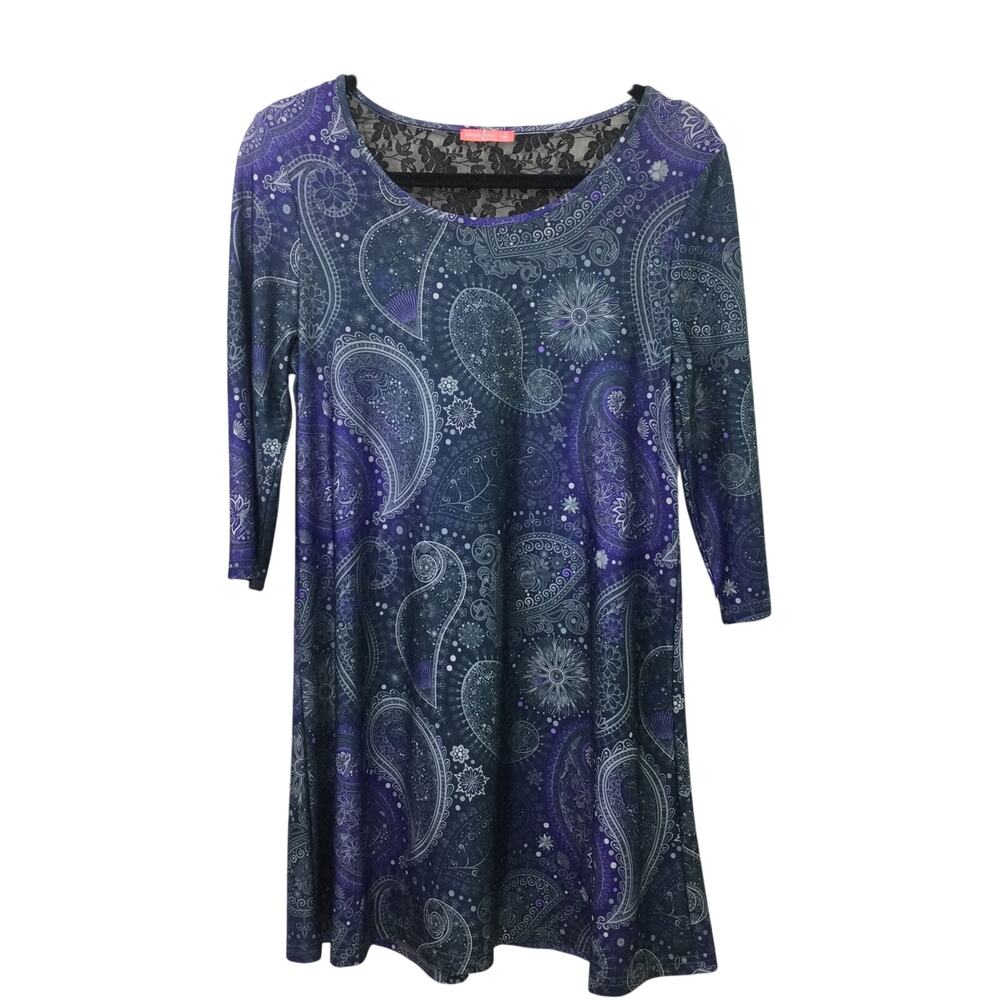Simply Aster by Firmiana Whimisgoth Paisley Celestial Black Lace Shift Dress M